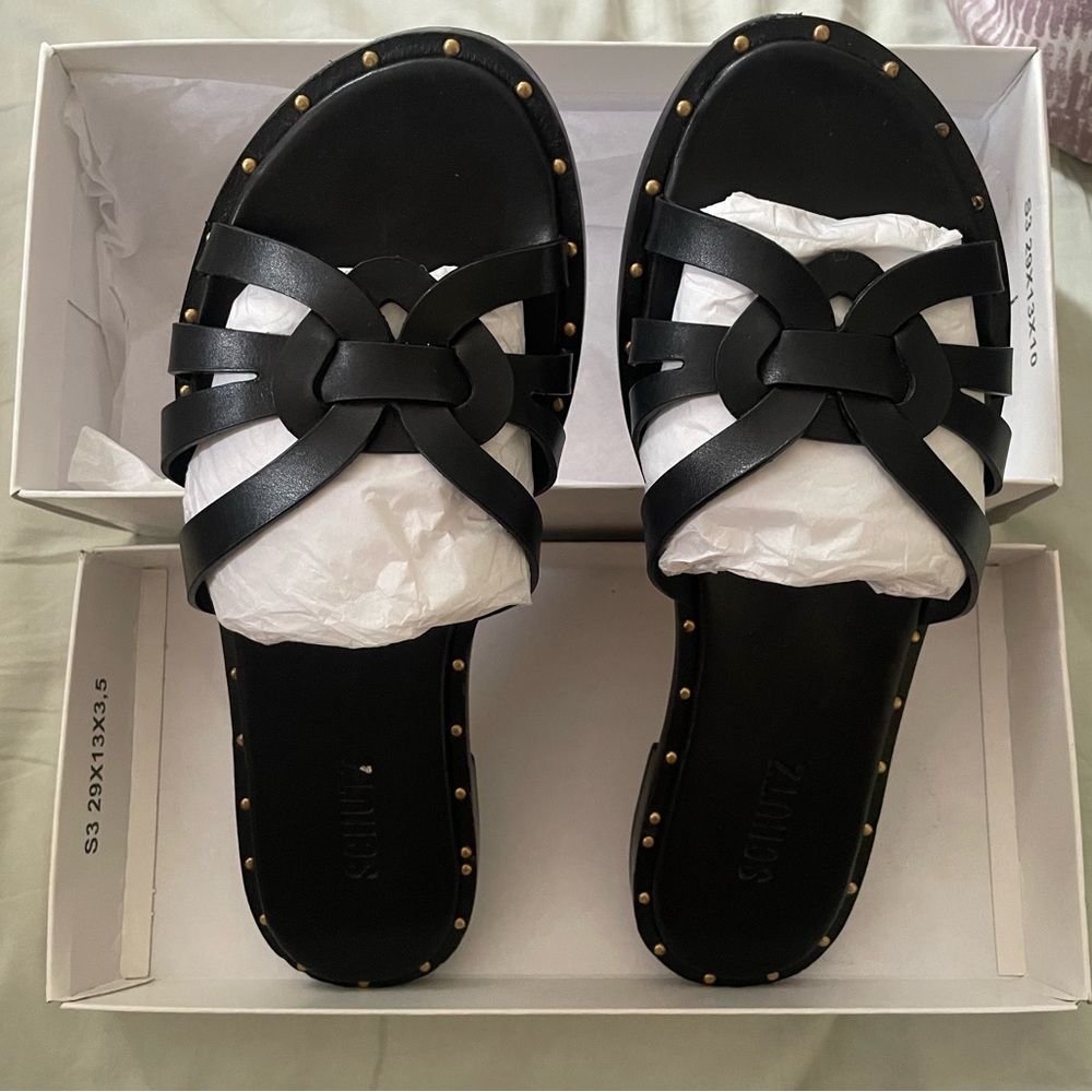 Schutz black sandals
